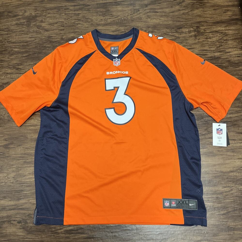 NEW Nike Russell Wilson #3 Denver Broncos On-Field Game NFL Jersey Orange XXL